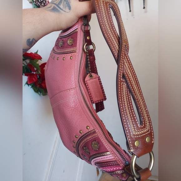 Y2K Coach Leather Small Hobo In Rose 10477 HTF💗🤎 - Picture 9 of 13